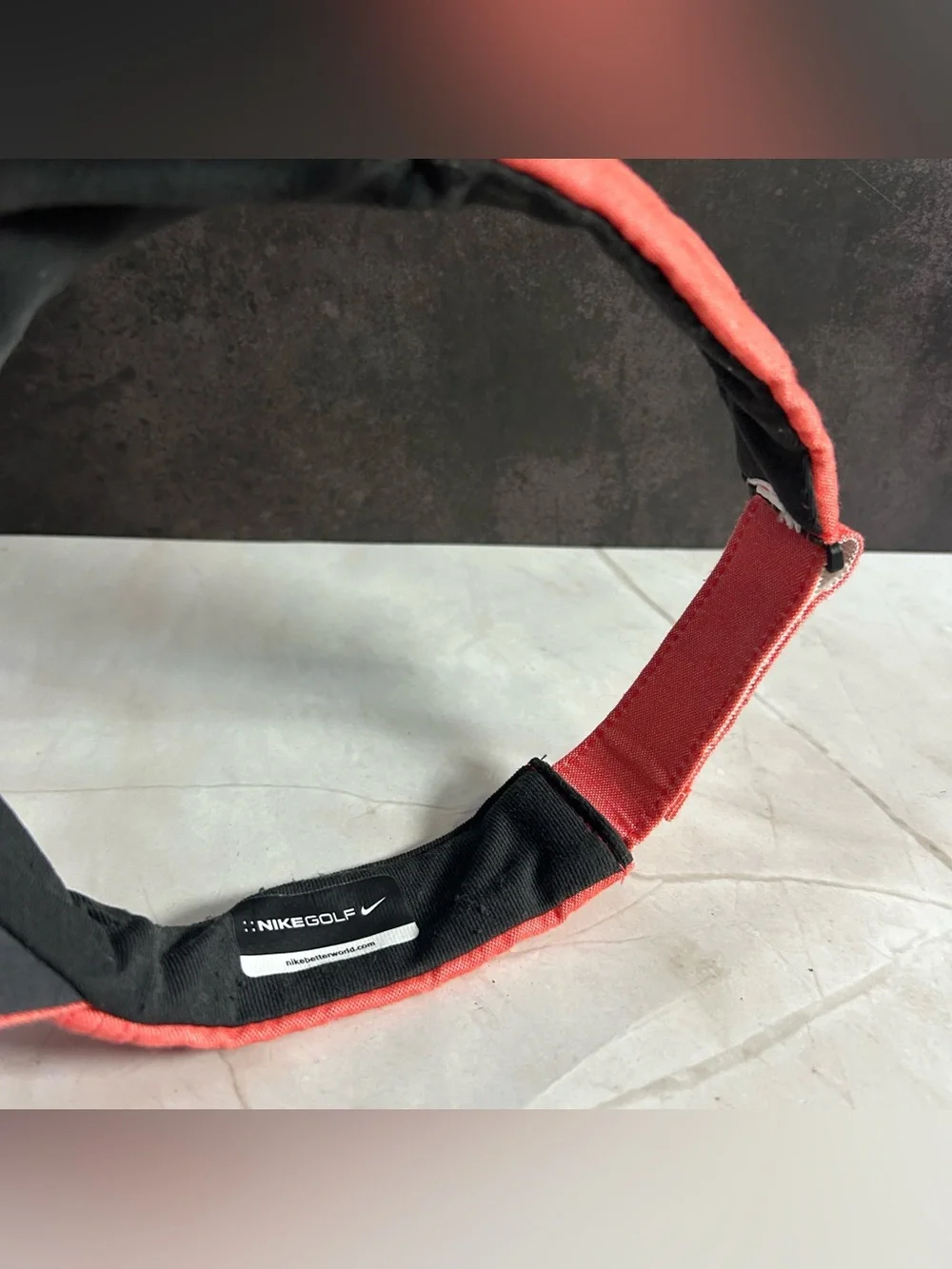 Nike Women's Coral Pink Visor with White Swoosh - Picture 2 of 3